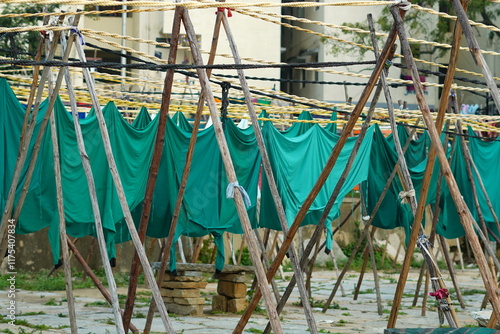 sheets drying at dhobi ghat photo