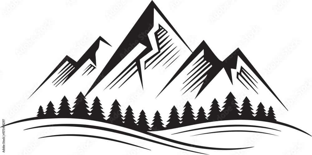 Obraz premium Black Mountain vector design on white background