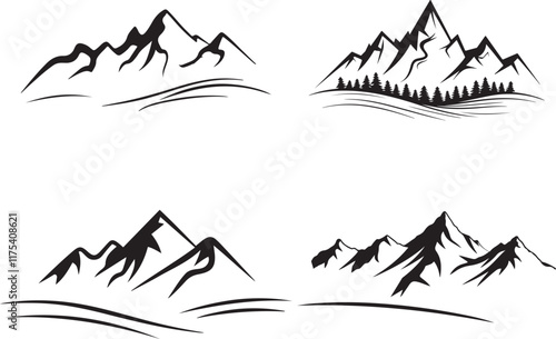 Black Mountain vector set collection design on white background
