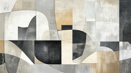 Abstract art with geometric shapes and textured look.
