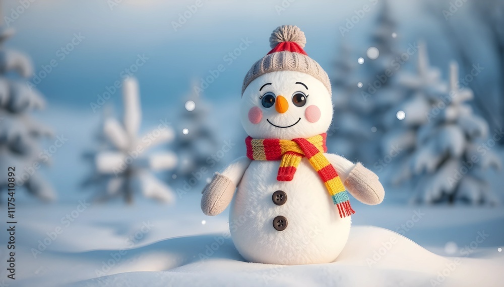 Fototapeta premium Adorable Snowman in a Winter Wonderland