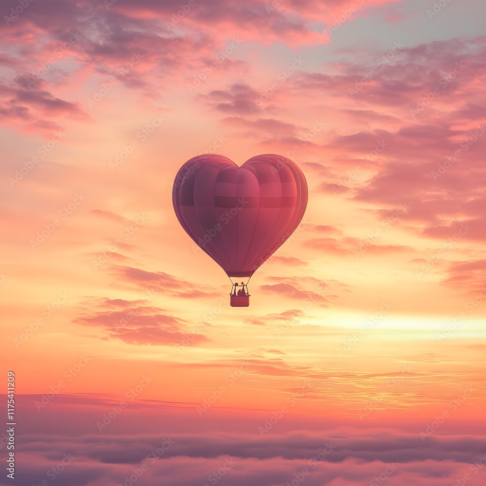 Obraz premium A_whimsical_hot_air_balloon_shaped_like_a_heart