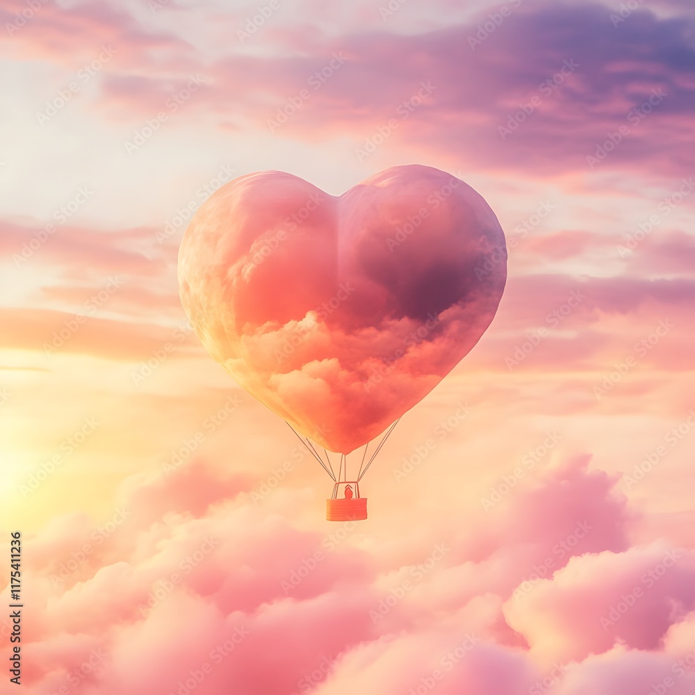 Fototapeta premium A_whimsical_hot_air_balloon_shaped_like_a_heart