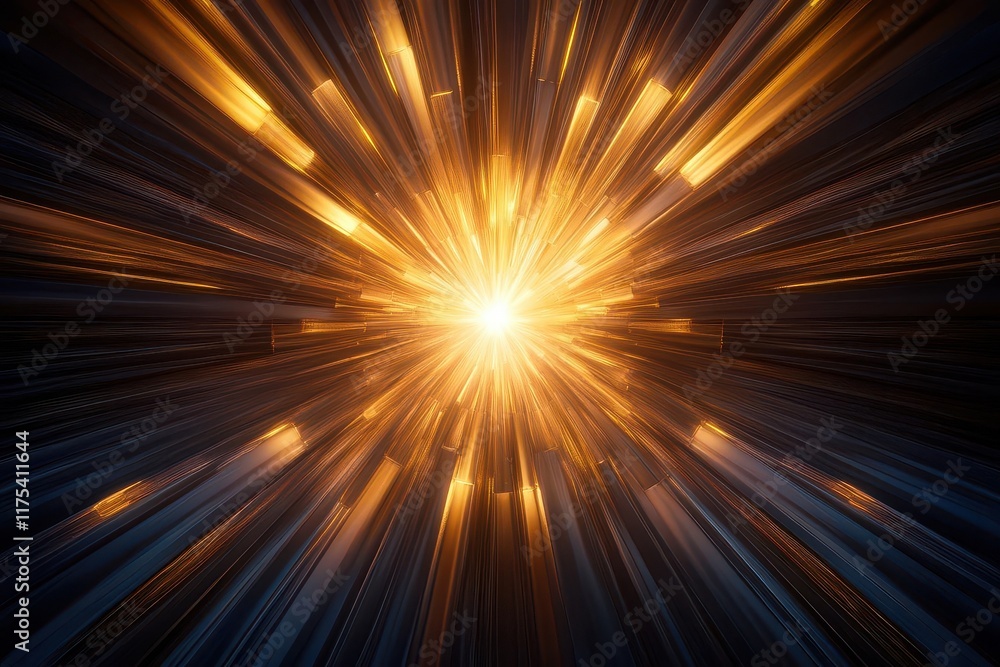 Fototapeta premium A glowing core surrounded by layers of prismatic rays, abstract light burst, modern