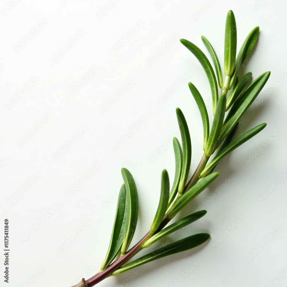 Obraz premium Rosemary herb against a soft, white background with light, light, atmosphere