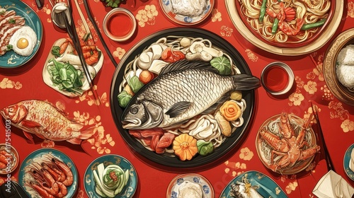 Wallpaper Mural Elegant Chinese New Year Dish Arrangement Torontodigital.ca