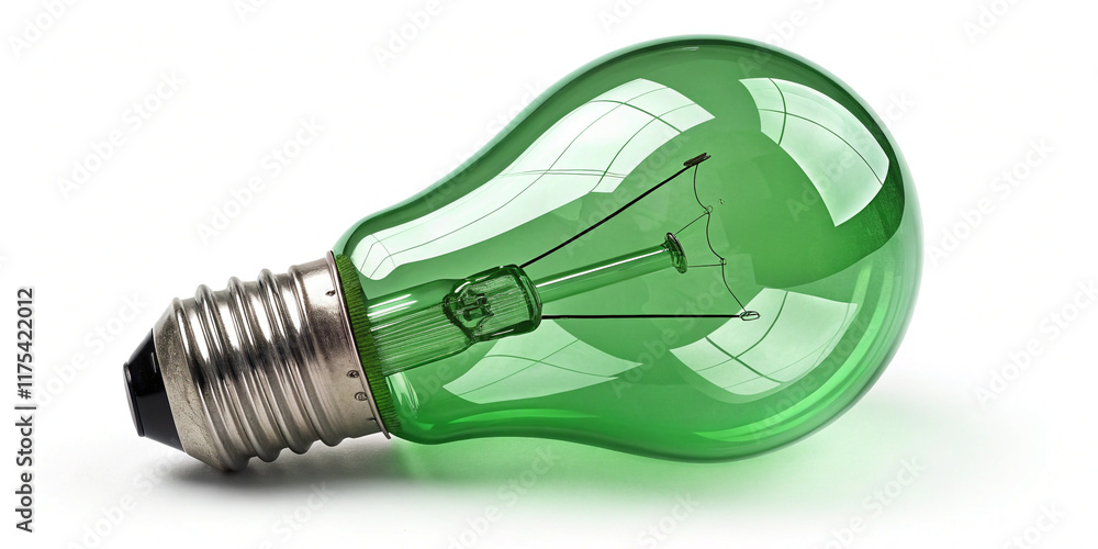 Charming Green Light Bulb Isolated for Creative Concepts Charming Green Light Bulb Isolated for Creative Concepts