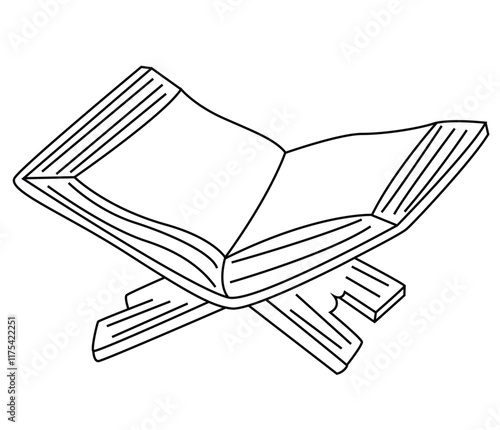 Cute cartoon hand drawn vector Muslim Holy Book Quran Children Coloring book pages .
