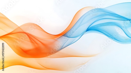 Smooth flowing orange blanc and blue abstract waves with layered depth