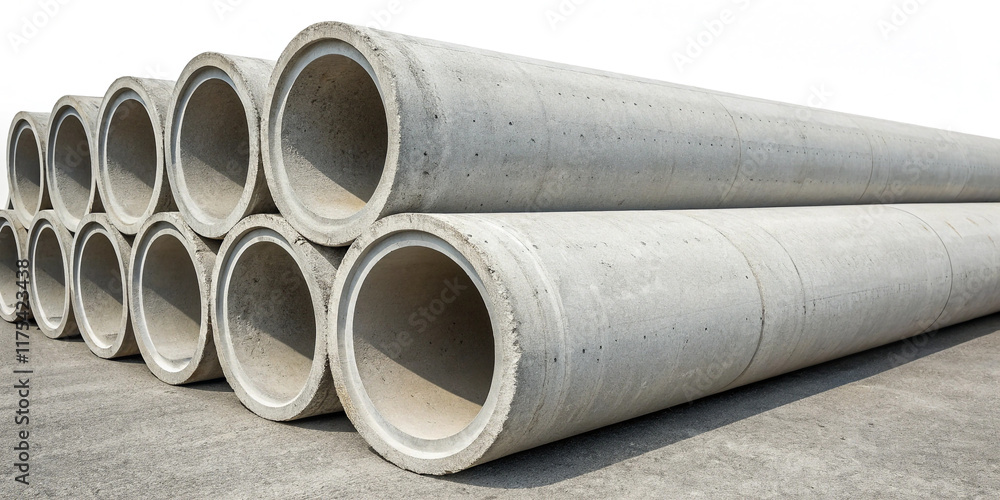 Set of Grey Beton Construction Pipes Isolated for Building Projects Set of Grey Beton Construction Pipes Isolated for Building Projects