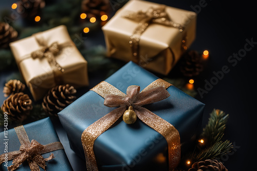 Christmas background with decorations. With copyspace