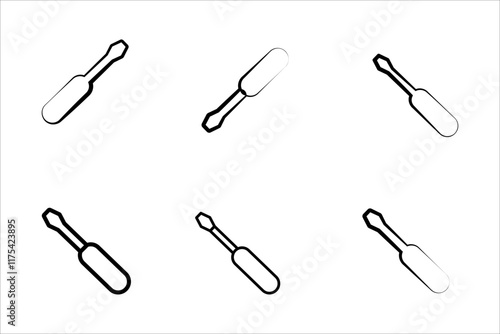 Construction tools flat line icons set. Hammer, screwdriver, saw, spanner, paintbrush vector illustrations. Outline signs for carpenter, builder equipment store. Pixel perfect. Editable Strokes.
