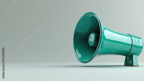 A teal green megaphone announces something important. Ideal for marketing campaigns or public service announcements.