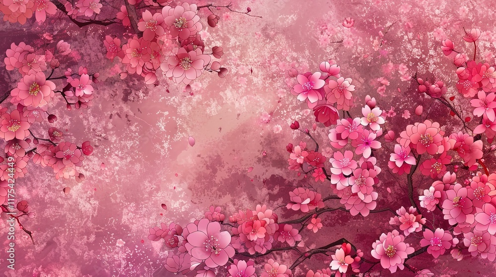Fototapeta premium japanese flower seamless pattern wallpaper