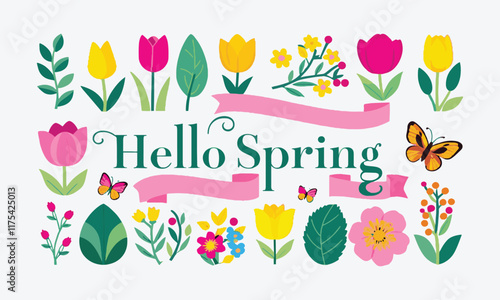 Spring-themed design vector illustration, easily editable.