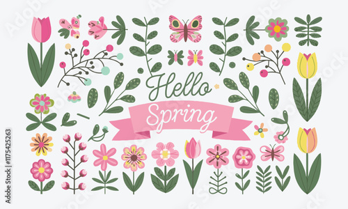 Spring-themed design vector illustration, easily editable.