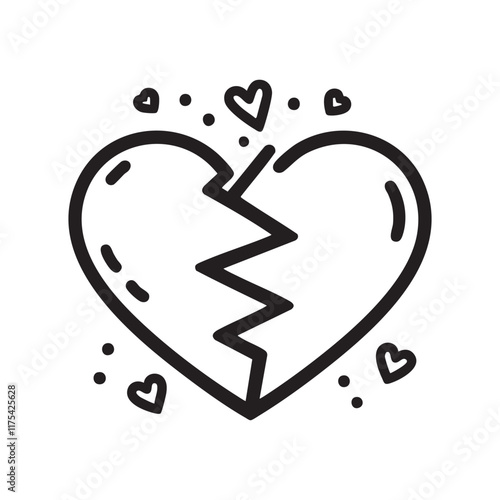 One continuous line broken heart. unrequited love. vector illustration.
