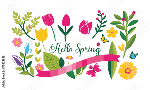 Spring-themed design vector illustration, easily editable.