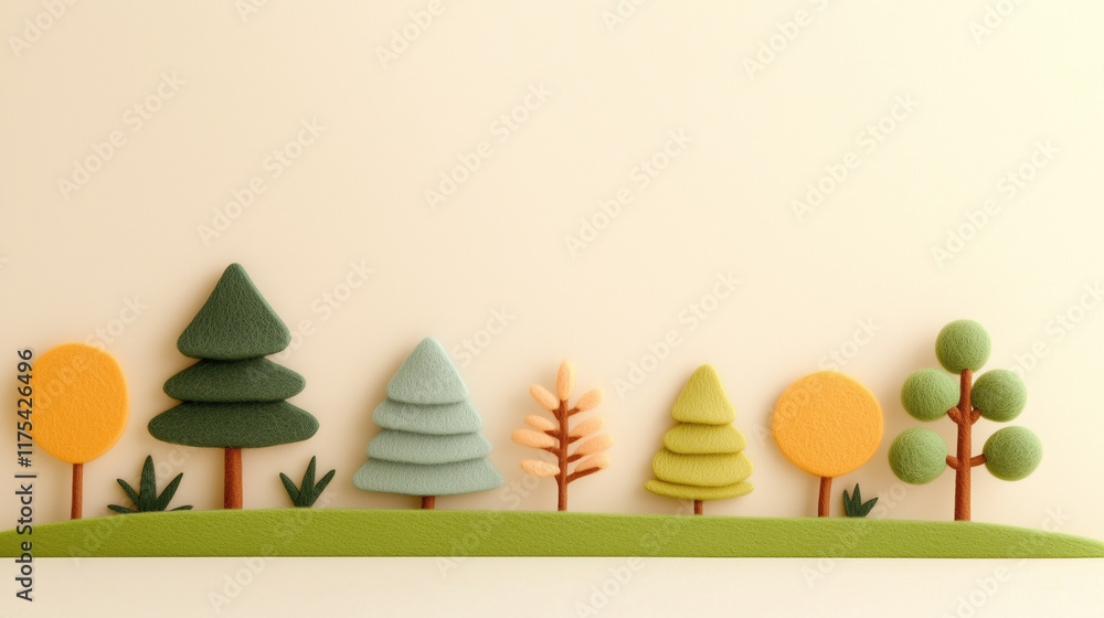 Obraz premium A cartoon tree on a dreamy green hill