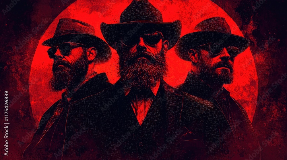 Three Mysterious Men in Red: A Stylish and Dramatic Group Portrait Three Mysterious Men in Red: A Stylish and Dramatic Group Portrait