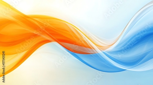 Orange blanc and blue wave dynamics blending into a serene abstract background