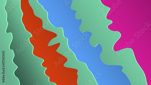 Colorful abstract background. Wavy curved pattern with free space for design.