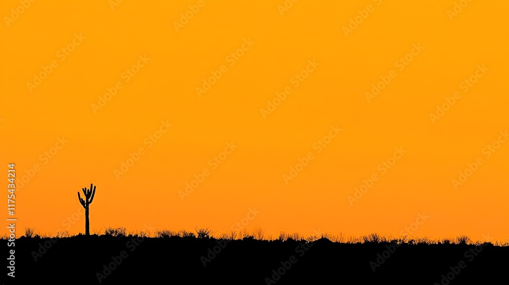 Silhouette of a Cactus at Sunset in the Desert Silhouette of a Cactus at Sunset in the Desert