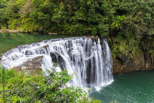 Scenic view of Taiwan Shifen waterfall landscape