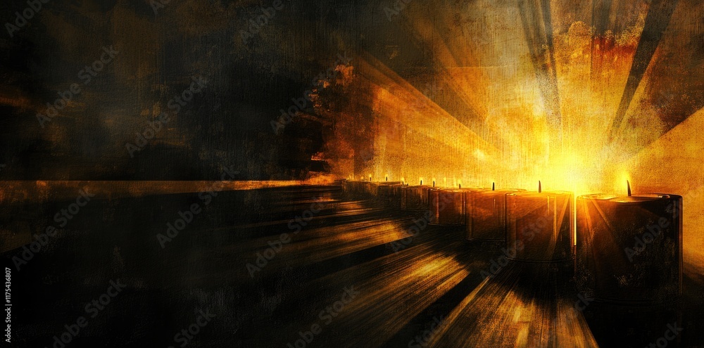 Fototapeta premium Candlemas. Grunge background with candles, space for your text or image.