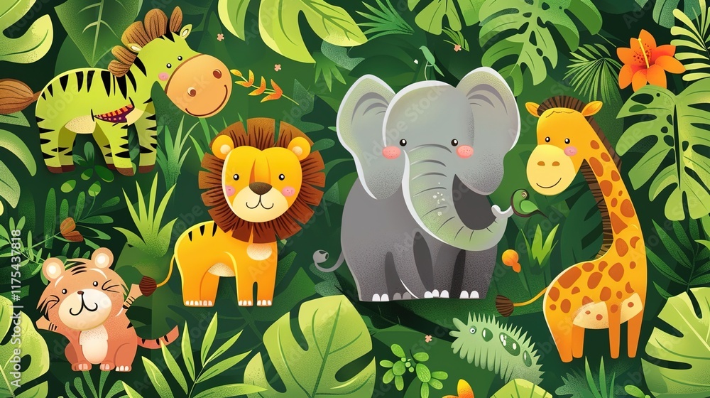 Fototapeta premium jungle safari seamless pattern wallpaper