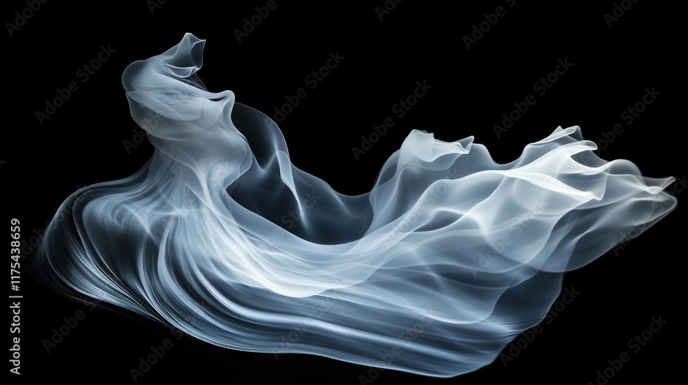 Fototapeta premium A blue and white stream of smoke is floating in the air