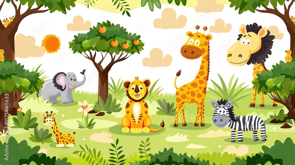 Fototapeta premium jungle safari seamless pattern wallpaper