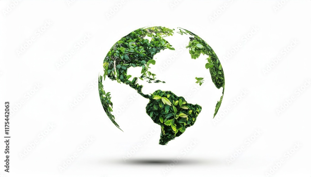 Globe made of lush green leaves symbolizing sustainability, environmental preservation, and eco friendly practices for a greener planet Globe made of lush green leaves symbolizing sustainability, environmental preservation, and eco friendly practices for a greener planet