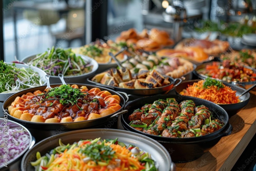 Delicious Buffet Spread with Various Cuisines Delicious Buffet Spread with Various Cuisines