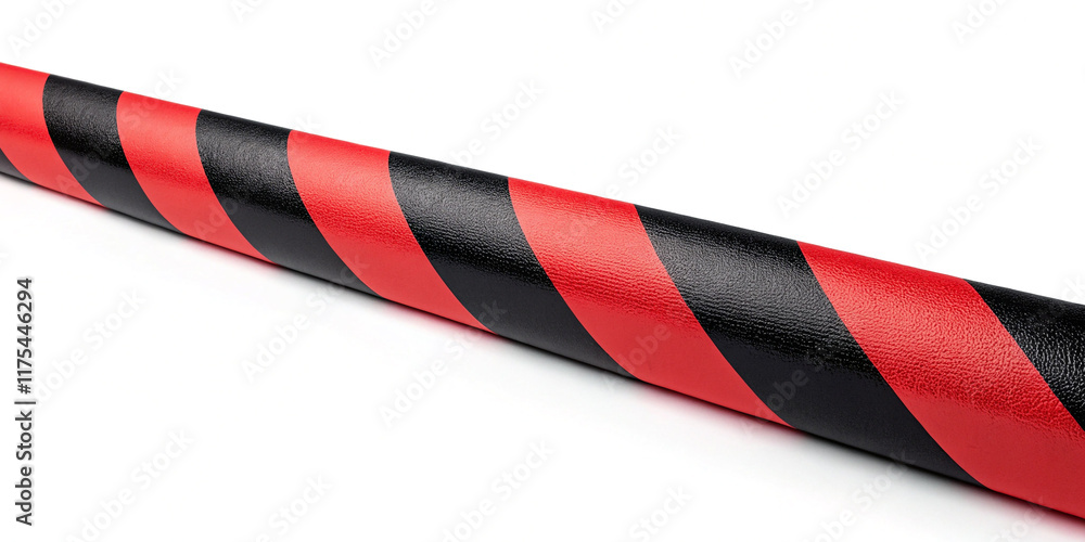 Obraz premium A Horizontal Black and Red Caution Tape Isolated on a White Background for Safety