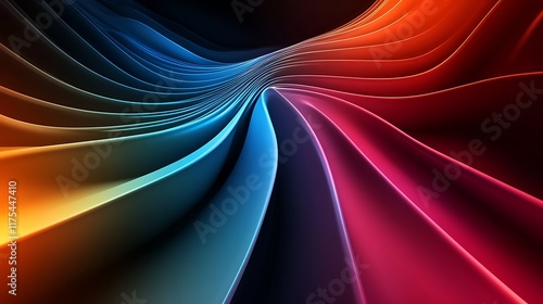 Abstract asymmetric scale glowing in a futuristic dark space