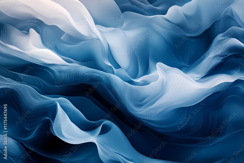 Obraz premium Abstract Blue and White Wave Forms Design