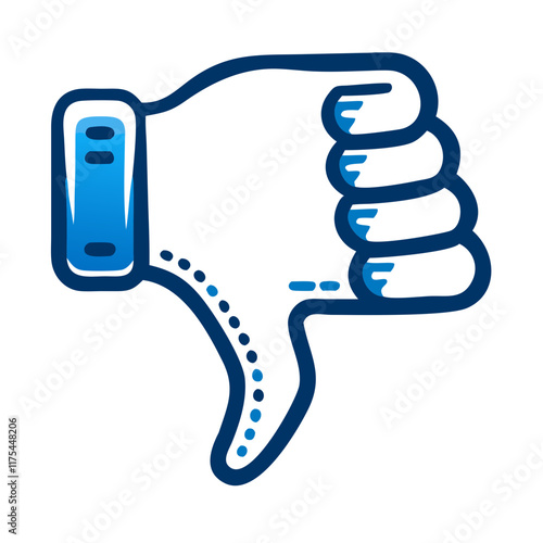  Thumbs down icon in linear blue style