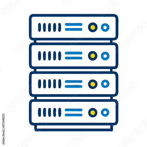 Server stack icon in blue linear style