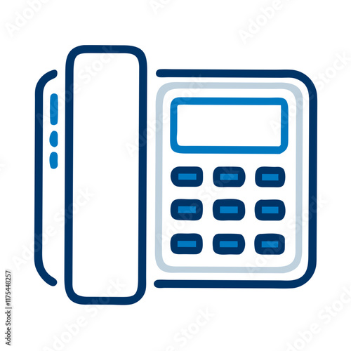 Office telephone icon in blue linear design