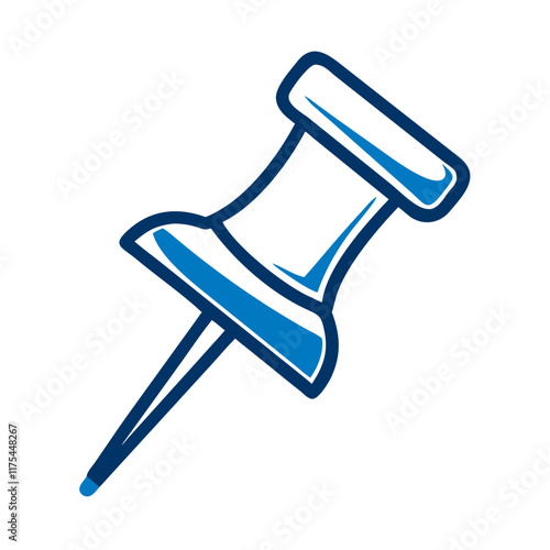 Push pin icon in blue linear style