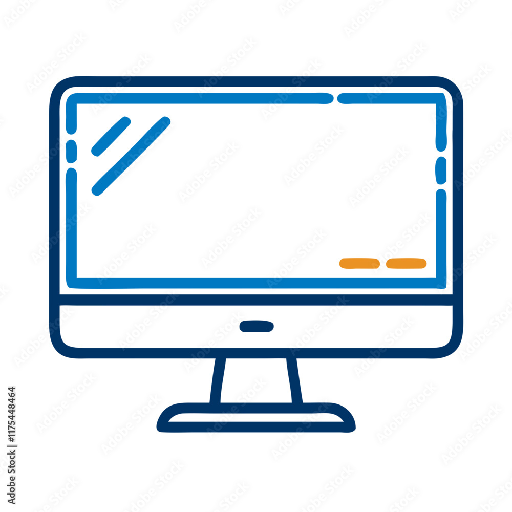 Computer monitor in linear blue icon style Computer monitor in linear blue icon style