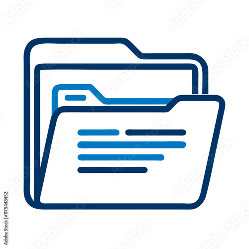 Open file folder with documents in linear icon style