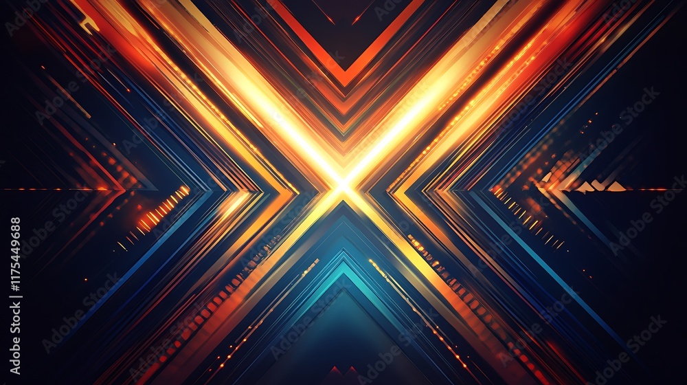 Fototapeta premium Abstract Orange And Blue Light Streaks Crossing