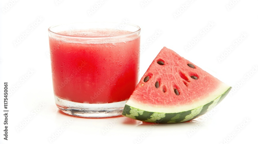 A refreshing glass of watermelon juice with a slice of watermelon. A refreshing glass of watermelon juice with a slice of watermelon.