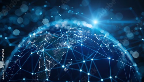 Globe and network on the background of the Internet and high technology.