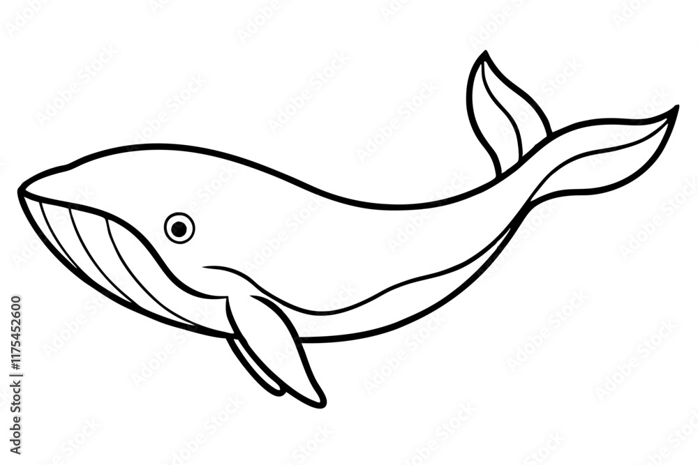 Line Art of a Whale Swimming - Vector Illustration, Marine Life Design Line Art of a Whale Swimming - Vector Illustration, Marine Life Design