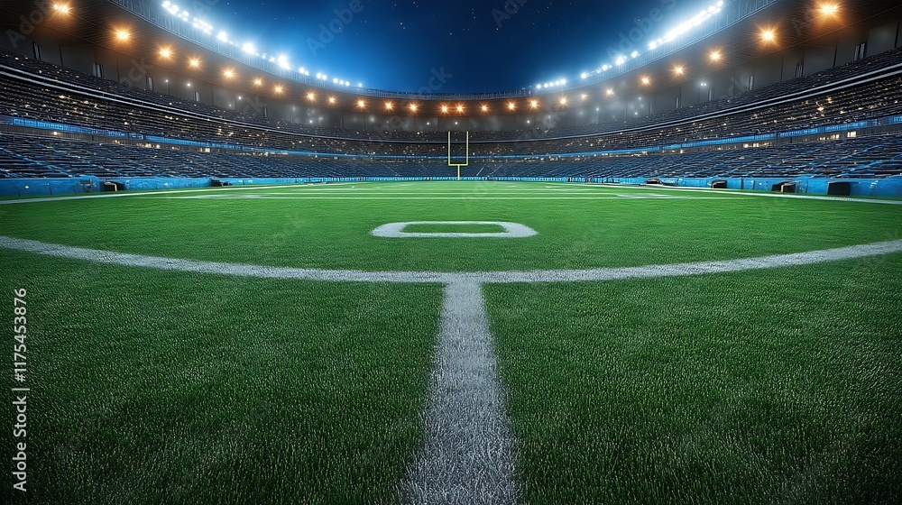 Fototapeta premium Night view of an empty football stadium field
