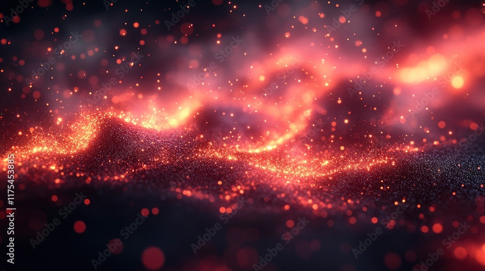 Obraz premium Close-up of smart dust particles scattered on black surface, each particle glowing subtly
