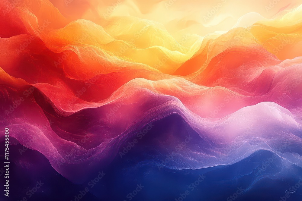 Fototapeta premium expansive abstract panorama featuring swirling textures in vibrant colors perfect for a modern wallpaper soft gradients blend seamlessly creating a dreamy atmosphere